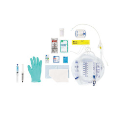 Medline Snapsecure 1-Layer Foley Catheter Tray, 100% Silicone, Urine Meter, 12 Fr, 10 mL