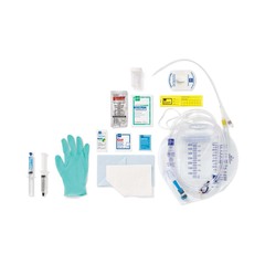 Medline Snapsecure 1-Layer Foley Catheter Tray, 100% Silicone, Urine Meter, 14 Fr, 10 mL, Coud&copy;