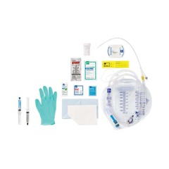 Medline Snapsecure 1-Layer Foley Catheter Tray, 100% Silicone, Urine Meter, 14 Fr, 10 mL, Coud&copy;