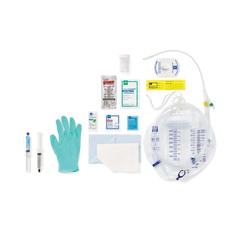 Medline Snapsecure 1-Layer Foley Catheter Tray, 100% Silicone, Urine Meter, 14 Fr, 10 mL