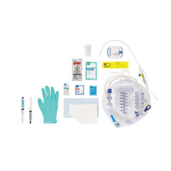 Medline Snapsecure 1-Layer Foley Catheter Tray, Temp Sensing, 100% Silicone, Urine Meter, 14 Fr, 10 mL