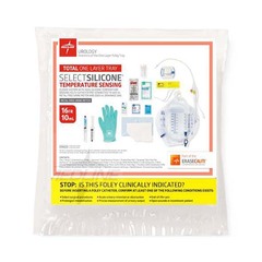 Medline Snapsecure 1-Layer Foley Catheter Tray, Temp Sensing, 100% Silicone, Urine Meter, 14 Fr, 10 mL