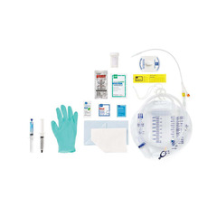 Medline Snapsecure 1-Layer Foley Catheter Tray, 100% Silicone, Metal-Free Urine Meter, 16 Fr, 10 mL, Coud&copy;