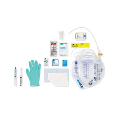 Medline Snapsecure 1-Layer Foley Catheter Tray, 100% Silicone, Urine Meter, 18 Fr, 10 mL, Coud&copy;