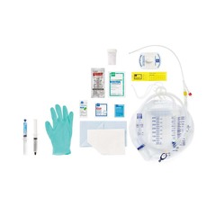 Medline Snapsecure 1-Layer Foley Catheter Tray, 100% Silicone, Urine Meter, 18 Fr, 10 mL