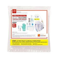 Medline Snapsecure 1-Layer Foley Catheter Tray, 100% Silicone, Urine Meter, 18 Fr, 10 mL