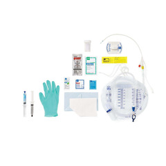 Medline Snapsecure 1-Layer Foley Catheter Tray, 100% Silicone, Urine Meter, 18 Fr, 10 mL