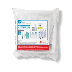 Medline Total Single Layer Foley Catheter Tray with Coude Tip, 400 mL Urine Meter, 2,500 mL Drain Bag, SnapSecure Device, Vented Tubing and Peri-Care Wipe, 18 Fr x 17