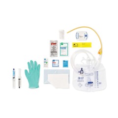 Medline Single Layer Latex Foley Catheter Tray with SnapSecure Device, Vented Tubing, Peri-Care Wipe and 2,000 mL Drain Bag, 16 Fr x 16