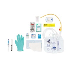 Medline Single Layer Latex Foley Catheter Tray with SnapSecure Device, 2,000 mL Drain Bag and Peri-Care Wipe, 18 Fr x 16
