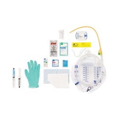 Medline Single Layer Latex Foley Catheter Tray with SnapSecure Device, 400 mL Urine Meter, 2,500 mL Drain Bag and Peri-Care Wipe, 14 Fr x 16