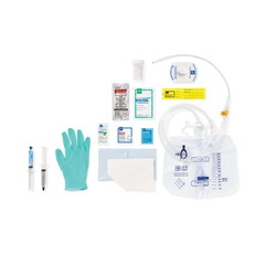 Medline Snapsecure 1-Layer Foley Catheter Tray, 100% Silicone, Vent, Drainbag, 16 Fr, 10 mL