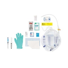 Medline Snapsecure 1-Layer Foley Catheter Tray, 100% Silicone, Vent, Metal-Free Urine Meter, 16 Fr, 10 mL, Coud&copy;