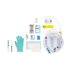 Medline Snapsecure 1-Layer Foley Catheter Tray, 100% Silicone, Vent, Urine Meter, 18 Fr, 10 mL, Coud&copy;