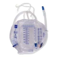Medline Urine Meters 400 mL with Drain Bag 2,500 mL, Vented, Luer Lock, Slide-Tap
