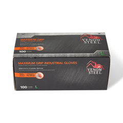 Medline Venom Steel Industrial Nitrile Gloves with Grip, Size L, 100 Count, 10 EA/CS