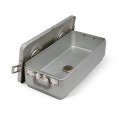Medline Steriset Full-Sized Sterilization Container, Condensate Drain, Aluminum Lid, Gray Handle, 23.5