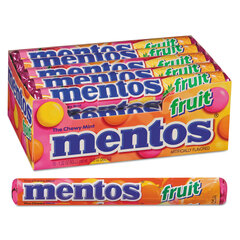 Perfetti Van Melle Chewy Mints, 1.32 oz, Mixed Fruit, 15 Rolls/Box