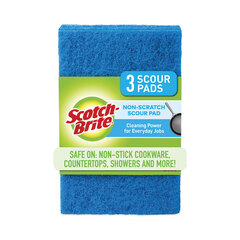 3M Non-Scratch Scour Pads, Size 3 x 6, Blue, 10/CT