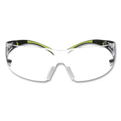 3M SecureFIt Protective Eyewear, 400 Series, Green Plastic Frame, Clear Polycarbonate Lens