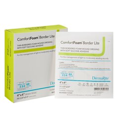 Dermarite Thin Silicone Foam Dressing ComfortFoam Border Lite 4 x 4