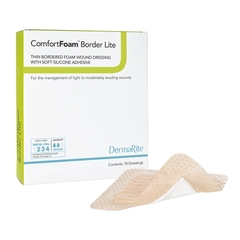 Dermarite Thin Silicone Foam Dressing ComfortFoam Border Lite 2 x 2
