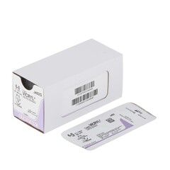 J & J Healthcare Systems Absorbable Suture with Needle Coated Vicryl Polyglactin 910 P-3 3/8 Circle Precision Reverse Cutting Needle Size 6 - 0 Braided