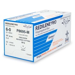 Myco Medical Supplies Nonabsorbable Suture with Needle Reli&reg; Redilene™ Polypropylene MP-3 3/8 Circle Precision Reverse Cutting Needle Size 6-0 Monofilament, 12/BX