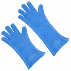 Healthmark Heat Resistant Glove Silicone Heat Glove One Size Fits Most Silicone Blue 13.7 Inch Straight Cuff NonSterile