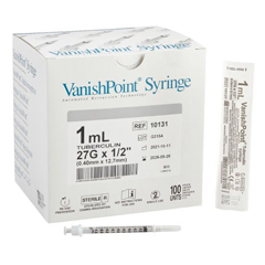 MON416664BX - Retractable Technologies - VanishPoint® Tuberculin Syringe with Needle, 100 EA/BX