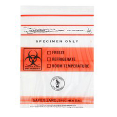 Minigrip Specimen Transport Bag with Document Pouch SafeGuard TearZone 6 X 9 Inch Zip Closure Biohazard Symbol / Storage Instructions NonSterile, 1000 per Case