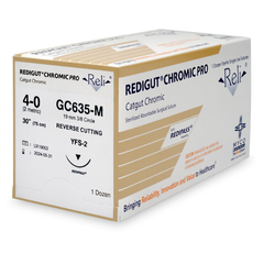 Myco Medical Supplies Absorbable Suture with Needle Reli&reg; Chromic Gut MFFS-2 3/8 Circle Reverse Cutting Needle Size 4 - 0