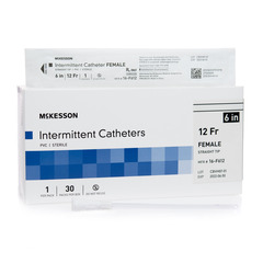 McKesson Urethral Catheter McKesson Straight Tip PVC 12 Fr. 6 Inch, 30 EA/BX