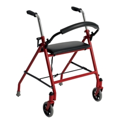 Drive Medical Dual Release Folding Walker with Wheels and Seat Adjustable Height Aluminum Frame 300 lbs. Weight Capacity 29 to 38 Inch Height, 1/EA