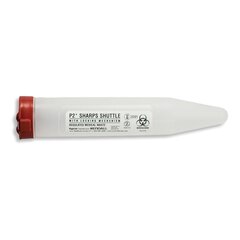MedSource International Pocket Shuttle Sharps Container Sharps Dart 6-7/10 L X 1-1/10 D Inch 6 Needles Translucent Base / Red Lid Vertical Entry Snap On Lid, 1/EA