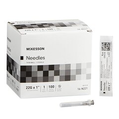 McKesson Hypodermic Needle Without Safety 22 Gauge 1 Inch Length, 100/BX