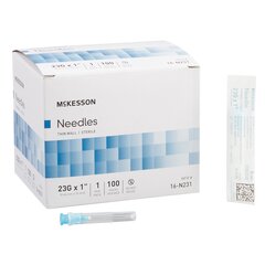 McKesson Hypodermic Needle Without Safety 23 Gauge 1 Inch Length