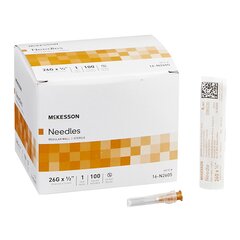 McKesson Hypodermic Needle Without Safety 26 Gauge 1/2 Inch Length, 100/BX