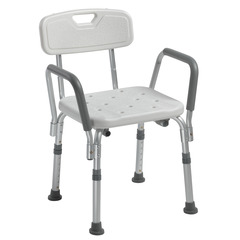 Drive Medical Bath Bench Padded Arm Aluminum Frame With Backrest 16 Inch Seat Width, 1/EA