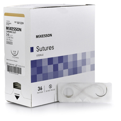 McKesson Absorbable Suture with Needle McKesson Chromic Gut V-20 1/2 Circle Taper Point Needle Size 3 - 0