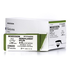 McKesson Nonabsorbable Suture with Needle McKesson Nylon P-11 3/8 Circle Precision Reverse Cutting Needle Size 6 - 0 Monofilament