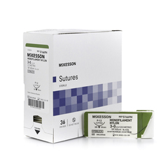 McKesson Nonabsorbable Suture with Needle McKesson Nylon P-12 3/8 Circle Precision Reverse Cutting Needle Size 3 - 0 Monofilament