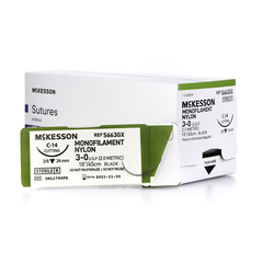 McKesson Nonabsorbable Suture with Needle McKesson Nylon C-14 3/8 Circle Reverse Cutting Needle Size 3 - 0 Monofilament