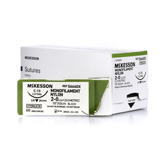 McKesson Nonabsorbable Suture with Needle McKesson Nylon C-15 3/8 Circle Reverse Cutting Needle Size 2 - 0 Monofilament