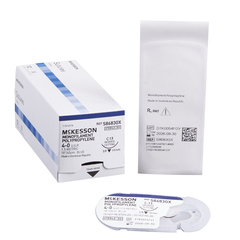 McKesson Nonabsorbable Suture with Needle McKesson Polypropylene C-13 3/8 Circle Reverse Cutting Needle Size 4 - 0 Monofilament