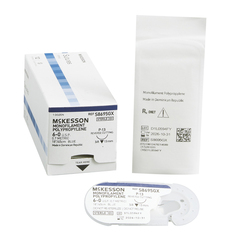 McKesson Nonabsorbable Suture with Needle McKesson Polypropylene P-13 3/8 Circle Precision Reverse Cutting Needle Size 6 - 0 Monofilament
