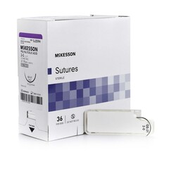McKesson Absorbable Suture with Needle Polyglycolic Acid GS -21 1/2 Circle Taper Point Needle Size 2 - 0 Braided