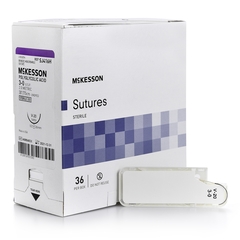 McKesson Suture with Needle Absorbable Uncoated Undyed Suture Braided Polyglycolic Acid Suture Size 3 - 0 30 Inch Suture 1-Needle 26 mm Length 1/2 Circle Taper Point Needle, 1/BX