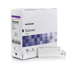 McKesson Suture with Needle Absorbable Uncoated Undyed Suture Braided Polyglycolic Acid Suture Size 2 - 0 30 Inch Suture 1-Needle 24 mm Length 3/8 Circle Reverse Cutting Needle, 1/BX