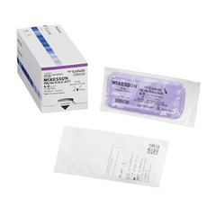 McKesson Absorbable Suture with Needle McKesson Polyglycolic Acid P-13 3/8 Circle Precision Reverse Cutting Needle Size 4 - 0 Braided